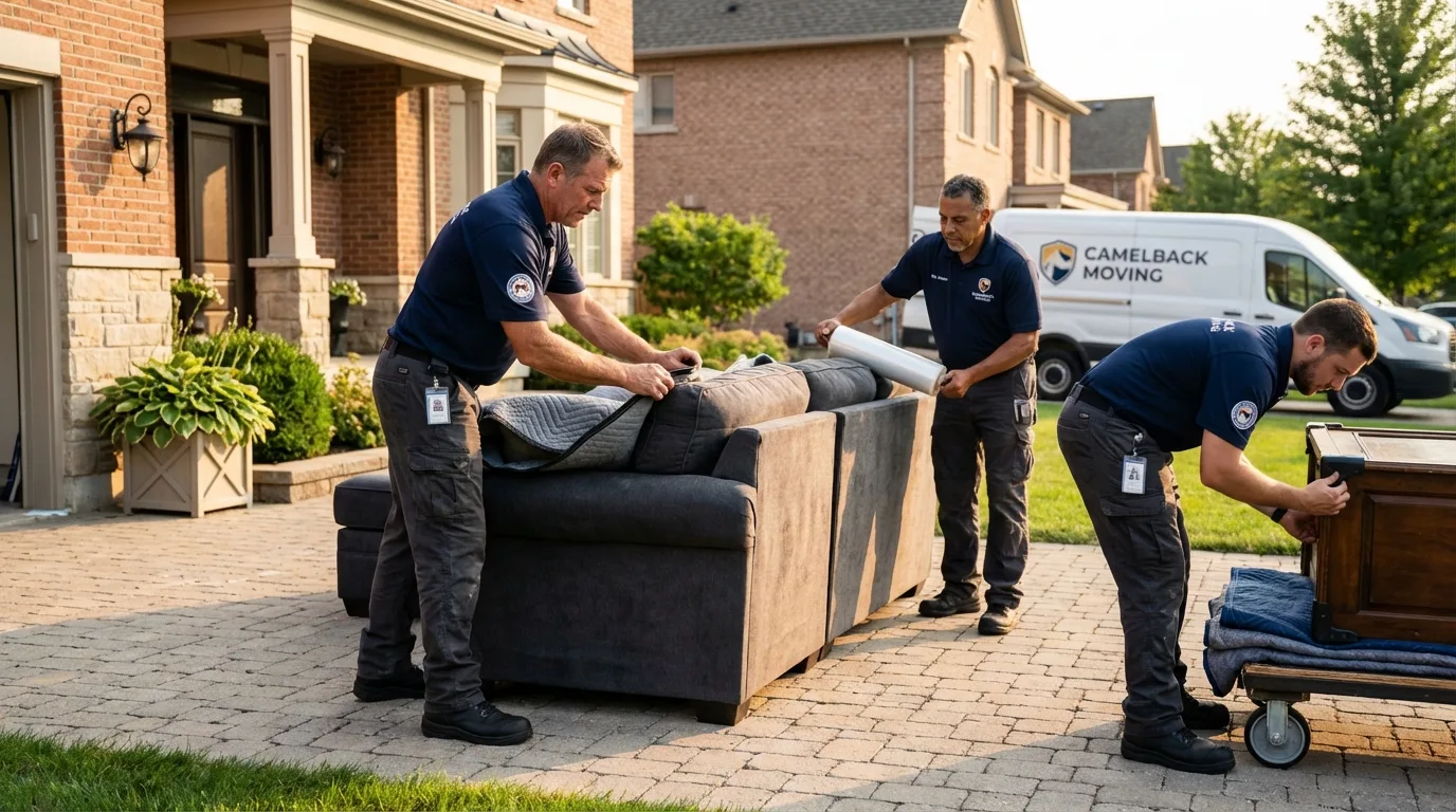 Large estate moving crew wrapping furniture in Hesston, KS