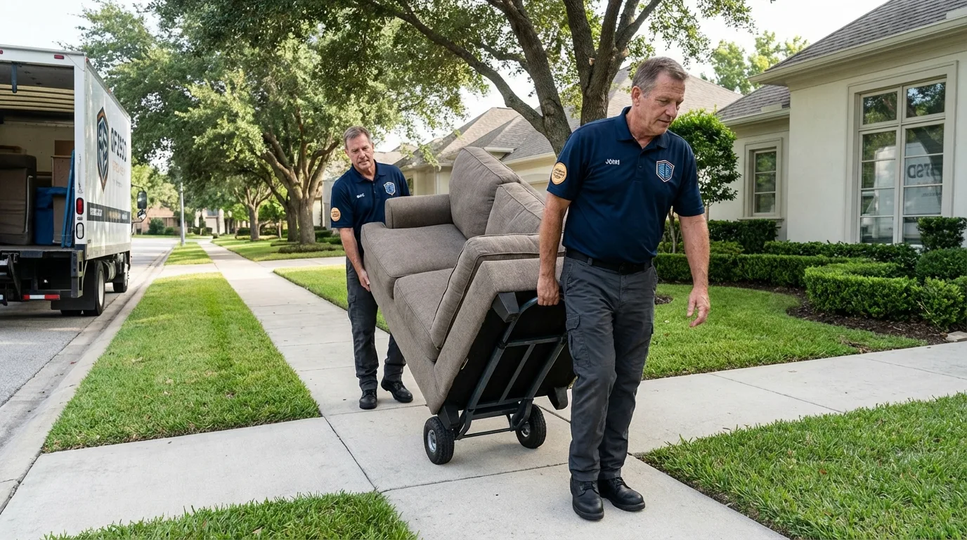 Local residential moving crew loading furniture in Hesston, KS